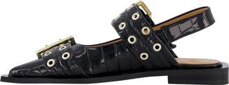 Ganni Hohe Schuhe - Dames Chunky Buckle Ballerina Auberg - Gr. 36 (EU) - in Schwarz - f&uuml;r Damen