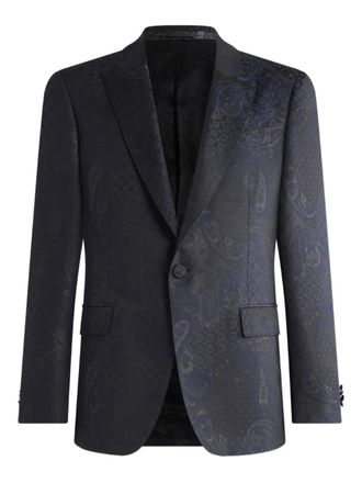 Etro jacquard paisley single-breasted blazer - men - Fabric - 50 - Black