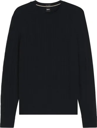 HUGO BOSS Cable-Knit Sweater In Wool And Cashmere, Size XX-Large