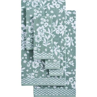 Lucky Brand Folk Floral 6-Piece Assorted Towels in Iceberg Green at Nordstrom Rack