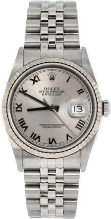 Rolex Oyster Perpetual Datejust Automatic Watch Stainless Steel and White Gold 36 in Metallic Silver at Nordstrom