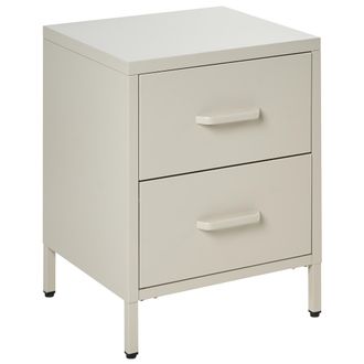 Beliani Mesita De Noche Estilo Industrial Moderno De Acero Con 2 Cajones Dormitorio Beige Claro Malavi