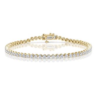 The Diamond Store Diamond Tennis Bracelet Rub Over Style 1.00ct 9K Gold