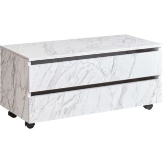 Beliani Beliani - Mueble de baño mdp material sintético con ruedas 2 cajones almacenaje mueble baño blanco efecto mármol Teresina