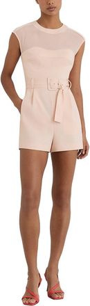 Reiss Ora Sheer Panel Structured Belted Playsuit