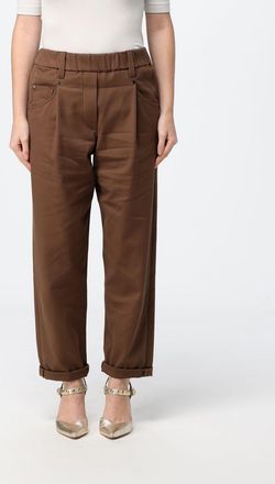 Brunello Cucinelli Pantaloni cropped in cotone a gamba larga