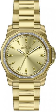 Invicta Speedway Quartz Crystal Gold Dial Ladies Watch 49113