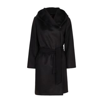 Max Mara Belted Coats, female, Black, Size: XS Max Mara Coats Black