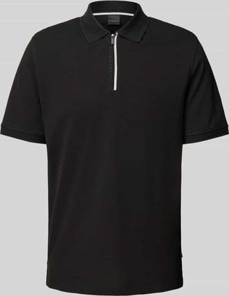 Bugatti Regular Fit Poloshirt mit Reißverschluss in Black, Größe XXL