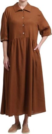 Herno Kleedjes, Dames, Bruin, S, Linnen, Maxi Jurk