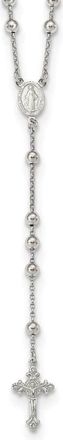 Diamond2Deal Sterling Silver Beaded Rosary Cross Necklace 25