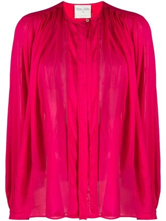 Forte_Forte gathered cotton-blend shirt - Pink