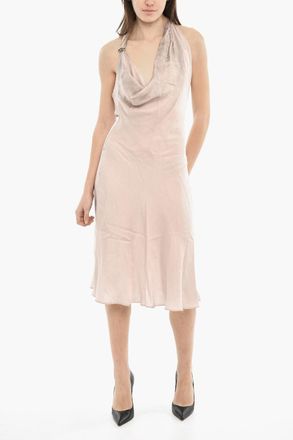Diesel Vestito Midi D-ESTINY in Satin Con Collo Sciallato Diesel