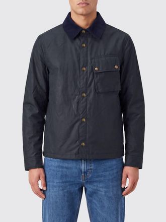 Belstaff Giacca a camicia in cotone cerato con colletto in velluto