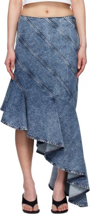 スカート Alaia Asymmetrical spiral denim skirt ALAÏA BLUE DENIM SPIRAL SKIRT | ALAÏA SA