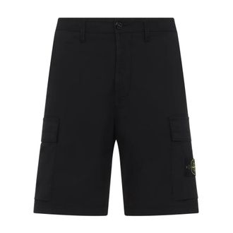 Stone Island Cargo Bermuda Shorts - Heren - Korte Broeken - Zwart - W34 - Katoen - Korte Broeken