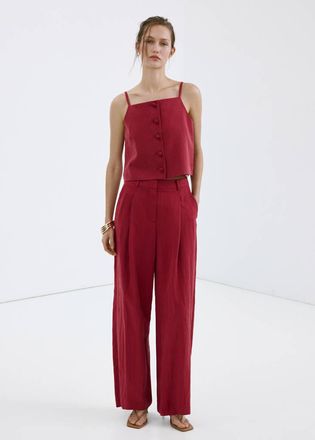 Mango Top lyocell bottoni rosso - Donna - XXS - MANGO