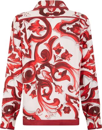 Dolce & Gabbana Mens Long-Sleeve Shirt Red Silk