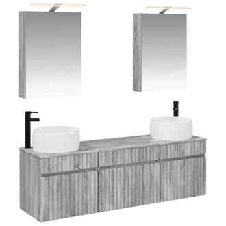 vidaXL Juego De Muebles De Ba&ntilde;o 5 Pcs Sonoma Gris 50 X 14,5 X 70 Cm Vidaxl