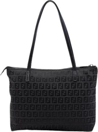 Fendi Pre-owned Canvas Tote Bag - Dames - Vintage Shopper - Zwart - ONE Size - Leer - Vintage