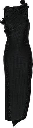 Coperni floral-appliqu&eacute;s rhinestone-embellished dress - women - glass/Spandex/Elastane/Polyamide - S - Black