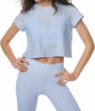 LoveShackFancy Womens Rubin Cropped Tee In Chilled Blue