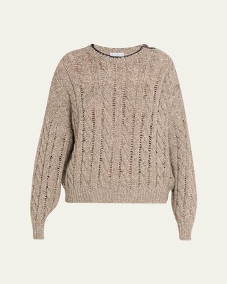 Brunello Cucinelli Sparkly Cable-Knit Sweater