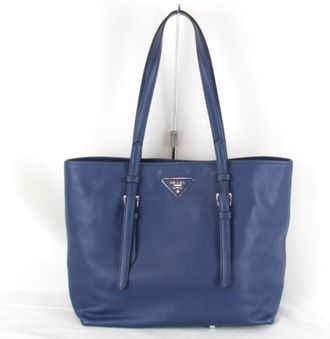 Prada Saffiano Navy Leather Tote Bag (Pre-Owned)