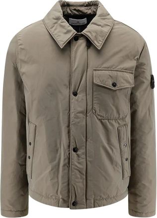 Stone Island Gewatteerde jas - Heren - Zomerjassen - Groen - M - Leer - Jassen
