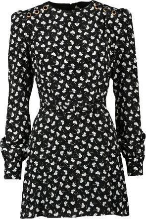Alessandra Rich Zijden jurk met overhemd mouwen - Dames - Korte kleedjes - Zwart - XS - Kleedjes