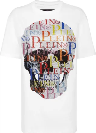 Philipp Plein T-shirt Round Neck SS Multicolor Skull with Crystals