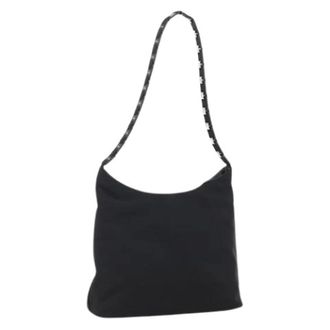 Ferragamo Pre-owned Shoulder Bags, female, Black, Size: ONE SIZE Pre-owned Canvas Shoulder Bag