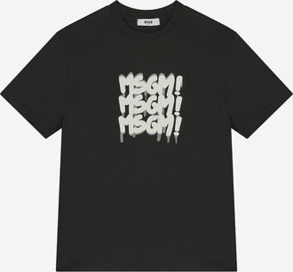 Msgm Kids T-Shirt Cotton Black T-Shirts And Polos