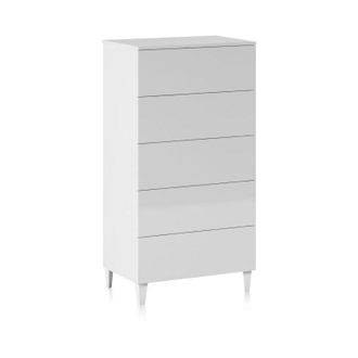 Calicosy C&oacute;moda Cajonera 5 Cajones Color Blanco Brillo Sinfonier Dormitorio Habitaci&oacute;n 117x61x40 Cm