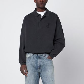 Fear of God Black washed polo sweatshirt