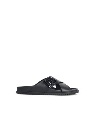 Dolce & Gabbana zwarte leren pantoffels