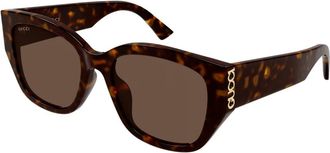 Gucci Zonnebril - Dames - Zonnebrillen - Bruin - 55 MM - Nylon - Accessoires