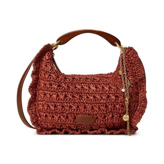 Twinset Handbags, female, Brown, Size: ONE SIZE Woven Top-Handle Shoulder Bag