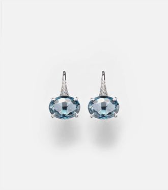 Shay Jewelry 18kt white gold drop earrings with diamonds and topaz