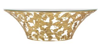 Mauro Ferretti Consola suspendida de metal dorado con hojas cm 120x40,5x37,2