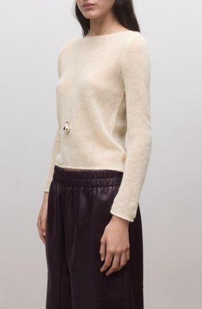 Mango Semisheer Alpaca Blend Sweater in Ecru at Nordstrom, Size Medium