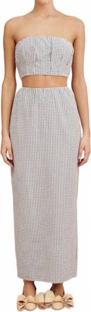 Poss&eacute; Mira Strapless Crop Top In Gingham Black-Cream