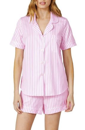 Bedhead Pajamas 3D Stripe Organic Cotton Sateen Short Pajamas in Pink at Nordstrom, Size X-Small