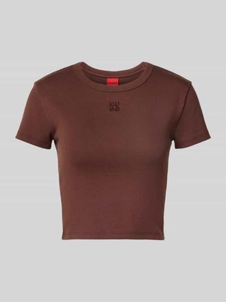 HUGO BOSS Slim-Fit T-Shirt aus Baumwoll-Mix Modell DELANOR in Schoko, Gr&ouml;&szlig;e L