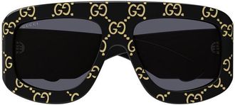 Gucci Logo-Jacquard Square Frame Sunglasses - Black