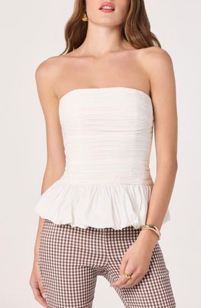 ASTR the Label Ella Strapless Peplum Top in White at Nordstrom, Size Medium