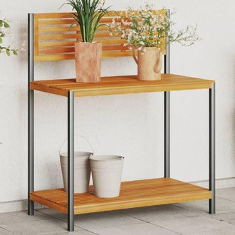 Berkfield Home Garden Work Table 90x50x110 cm Solid Wood Acacia & Steel in Brown | Size: 90 x 50 x 110 cm