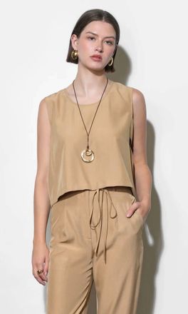Greylin Zoey Side Button Top In Tan