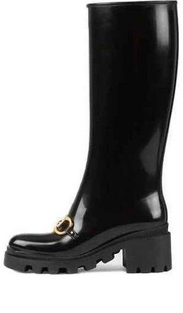 Gucci (WMNS) Gucci Rubber Horsebit Tall Boots Black 659707-JCCP0-1000