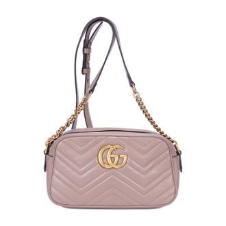 Gucci Pre-owned Womens Small GG Marmont Chain Crossbody Shoulder Bag - Beige - One Size